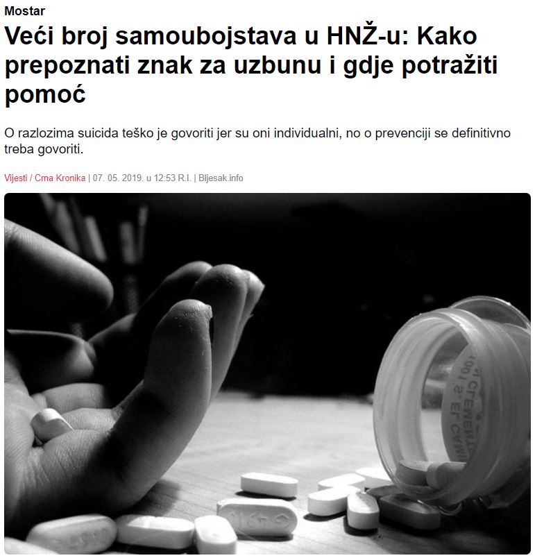 Veći broj samoubojstava u HNŽ-u: Kako prepoznati znak za uzbunu i gdje potražiti pomoć